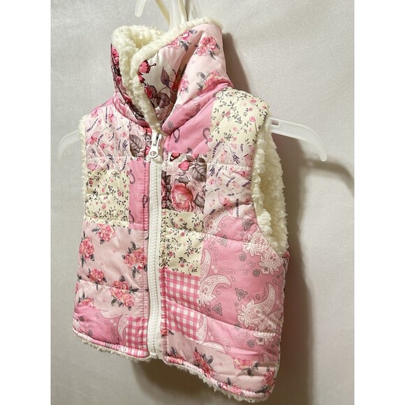 Infant Girl 12-18 Months Pink Quilted Print Sherpa Lined Vest NWT - Picture 8 of 11